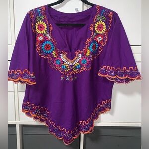 Mexican Peasant Top Embroidered Small